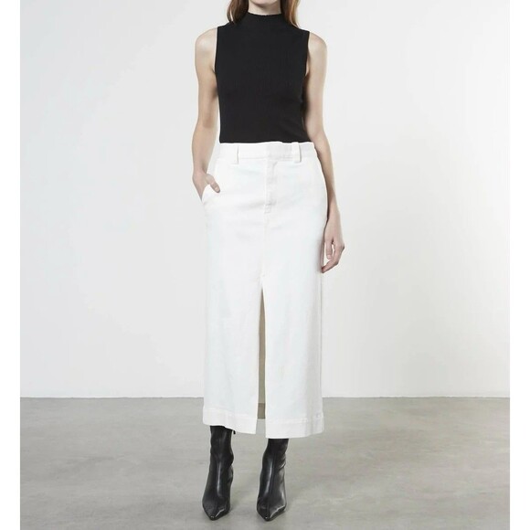 Enza Costa Dresses & Skirts - ENZA COSTA Midi Skirt Women 2 Medium White Soft Slouch Denim Straight Pencil